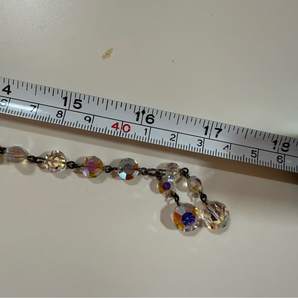 Vintage 1940’s Retro art deco aurora borealis glass crystal choker necklace 16in - Picture 9 of 13